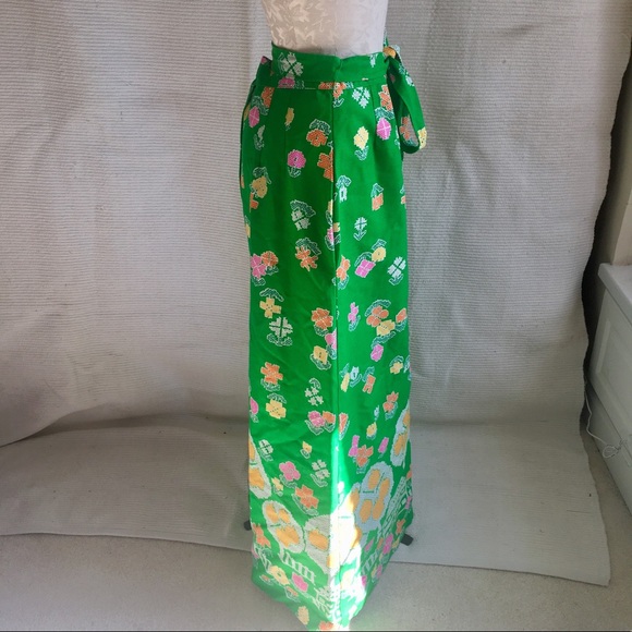 VTG 70s Malia Printed Floral Folk Maxi Skirt - Picture 3 of 8